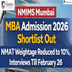 NMIMS Mumbai MBA Admission 2026 Shortlist Out; NMAT Weightage Reduced to 10%, Interviews Till February 26